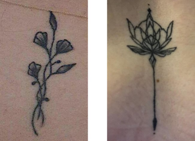 deux tatouages fin en forme de fleurs