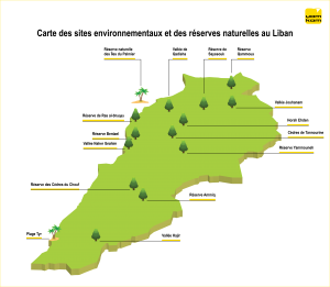 carte des sites et reserves au Liban